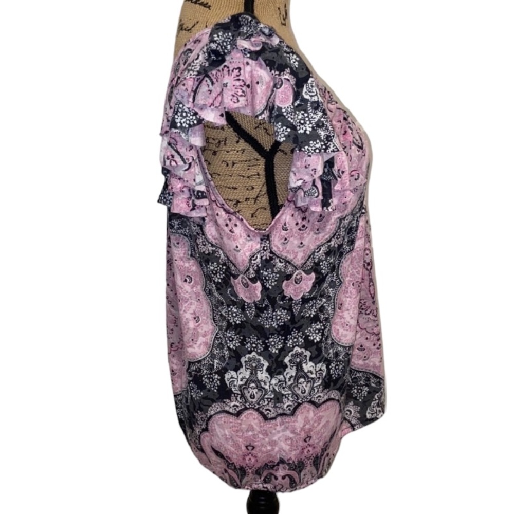 INC Ruffle Patterned Top Size L - Picture 4 of 5